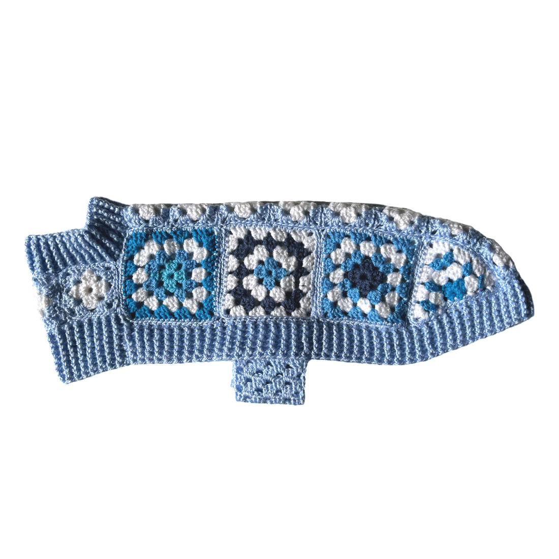 Handmade Crochet Dachshund Coat / Jumper - Baby Blue-0