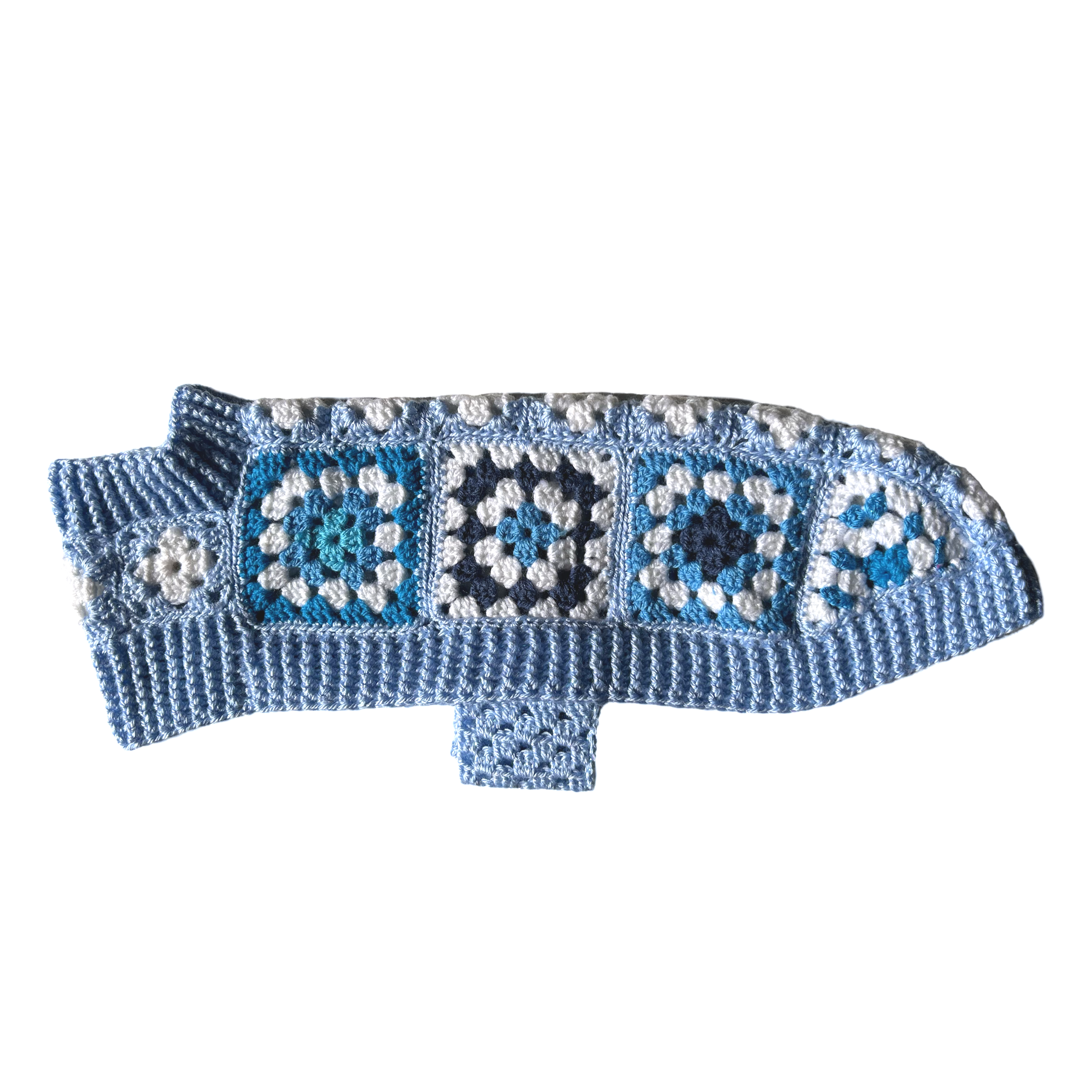 Handmade Crochet Dachshund Coat / Jumper - Baby Blue-0