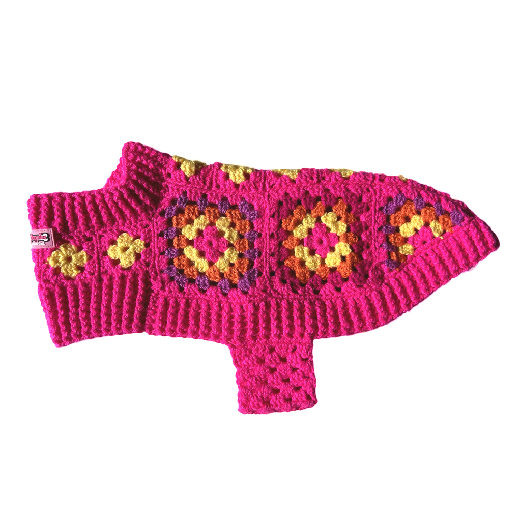 Handmade Crochet Dachshund Coat / Jumper - Hot Pink-0