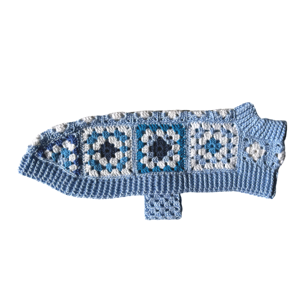 Handmade Crochet Dachshund Coat / Jumper - Baby Blue-1