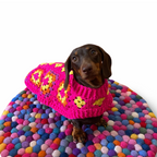 Handmade Crochet Dachshund Coat / Jumper - Hot Pink-1