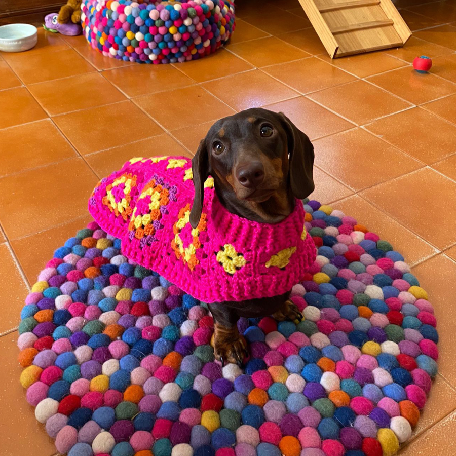 Handmade Crochet Dachshund Coat / Jumper - Hot Pink-3