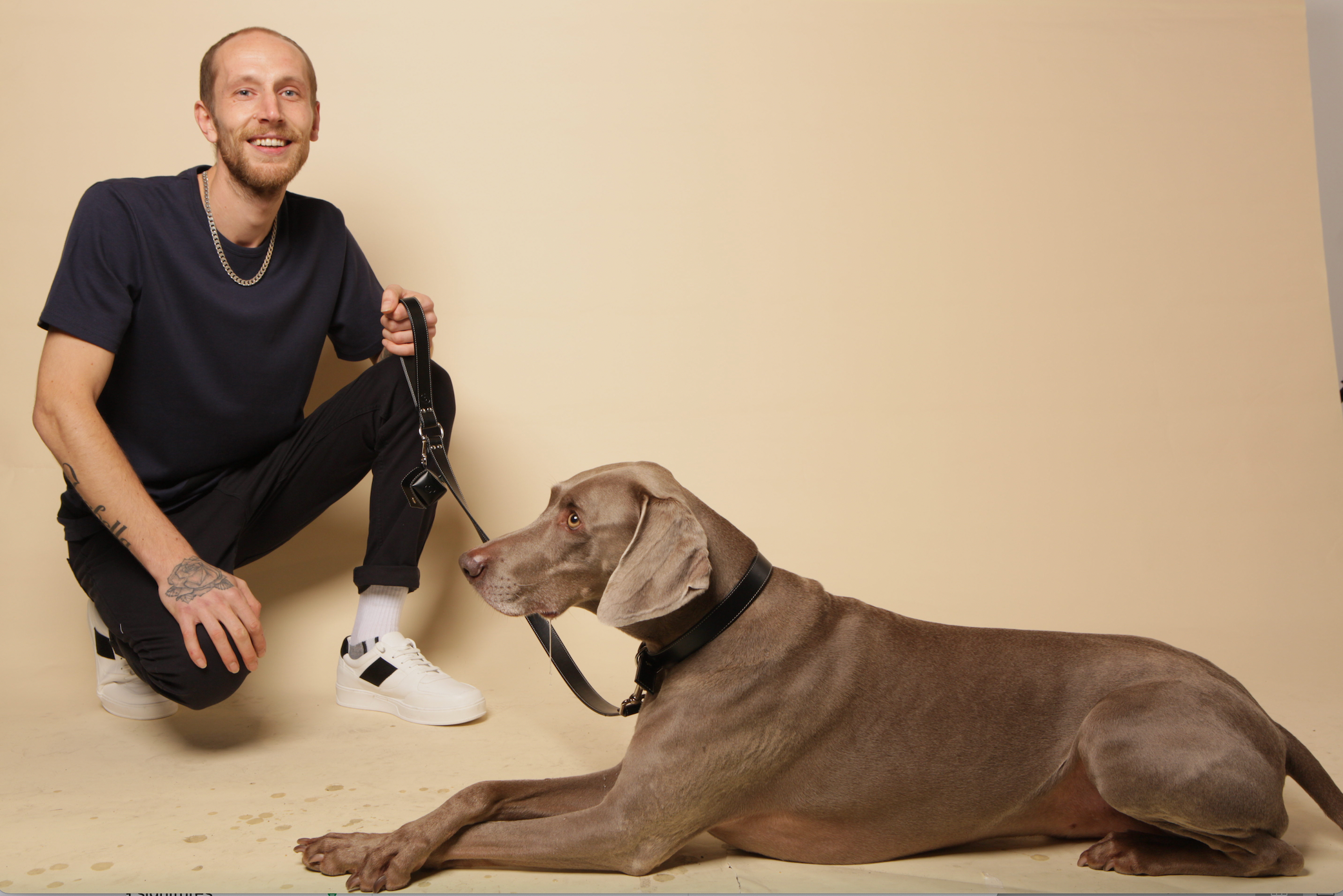 Classic black vegan apple leather dog collar