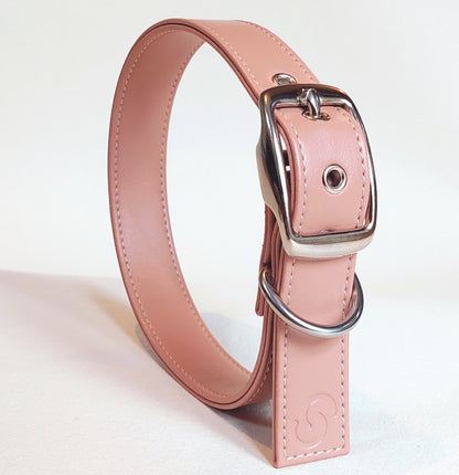 Blush pink vegan apple leather dog collar