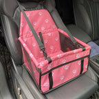 NNEDSZ Pink footprints Portable Pet Car Seat for Dogs and Cats - Adjustable Car Seat Cover, Pet Travel Car Carrier with Safety Belt-0