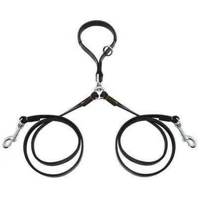 Golden Double Leather Pet Leads - Set of 2-2