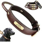Personalised Leather Dog Collar Set with ID Tag-0