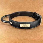 Personalised Leather Dog Collar Set with ID Tag-1